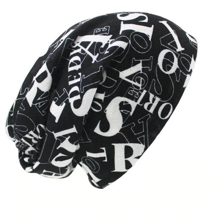 Multifunctional beanie - scarf - design with letters - unisex