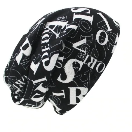 Multifunctional beanie - scarf - design with letters - unisex