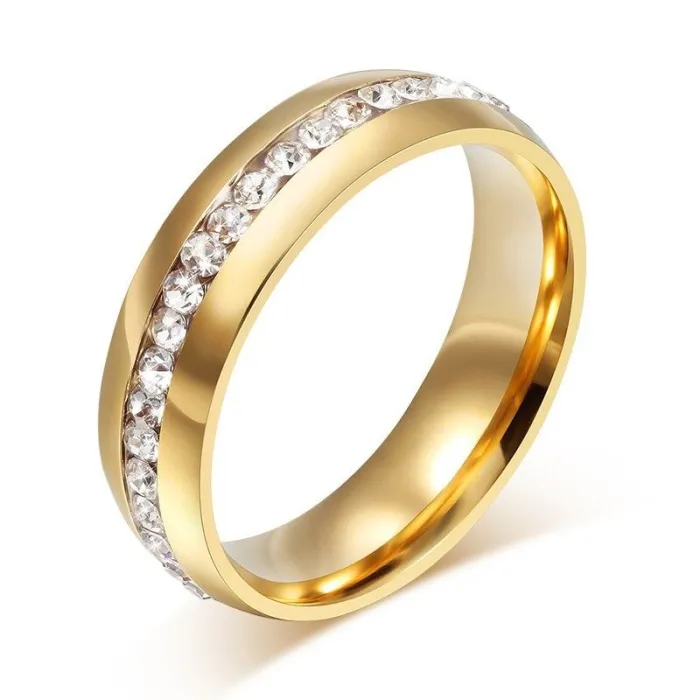 Elegant ring with crystals - stainless steel