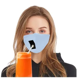 Mouth / face protective mask - reusable - with straw hole for drinking