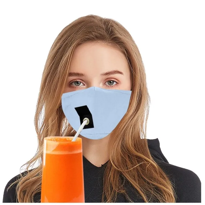 Mouth / face protective mask - reusable - with straw hole for drinking