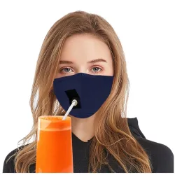 Mouth / face protective mask - reusable - with straw hole for drinking