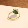 Elegant ring with malachite & zirconia - 925 sterling silver - resizable
