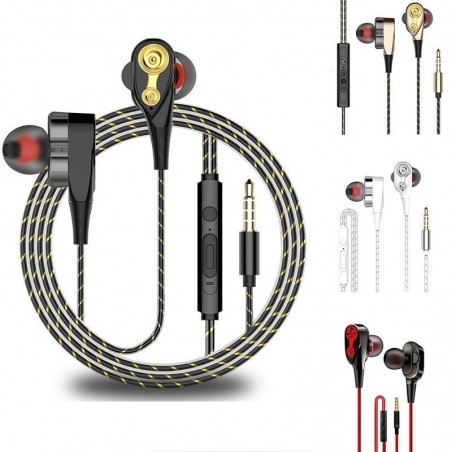 Wired earphones - earpods - high bass - dual drive - with microphone - 3.5mm