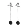 Chain with a black circle - long earringsEarrings