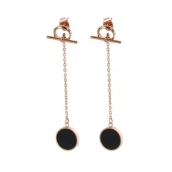 Chain with a black circle - long earringsEarrings