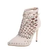 Suede studded pumps - high heels with a back zipper