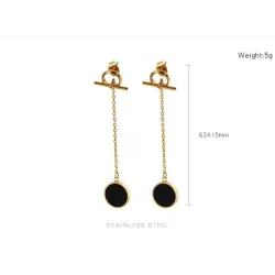 Chain with a black circle - long earringsEarrings