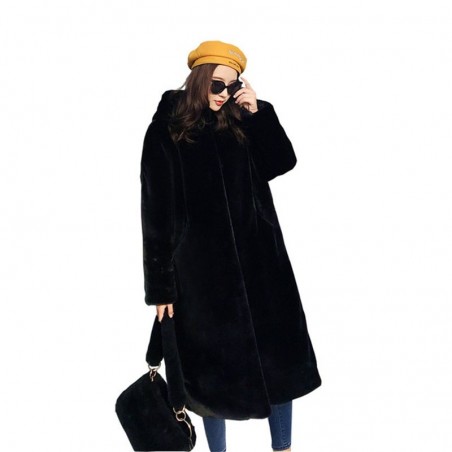 Fashionable fur coat with hoodieJackets
