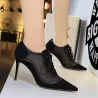 Sexy ankle high heels - lace-up - with mesh