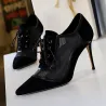 Sexy ankle high heels - lace-up - with mesh