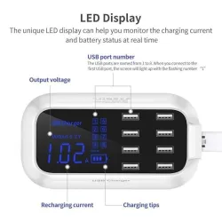 8 Port USB Quick charger - power adapter - Smart IC - with display and auto detectChargers