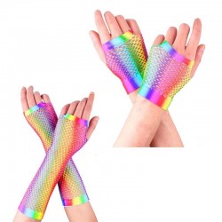 Colorful fishnet gloves - retro mermaid - fingerless - long / shortGloves
