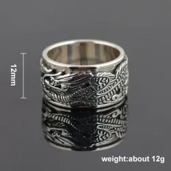 Ancient Chinese dragon ring - 925 sterling silver