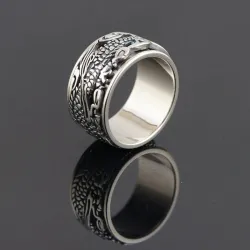 Ancient Chinese dragon ring - 925 sterling silver
