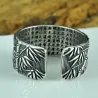 Buddhism sutra - bamboo leaves - ring - resizable - 925 sterling silver