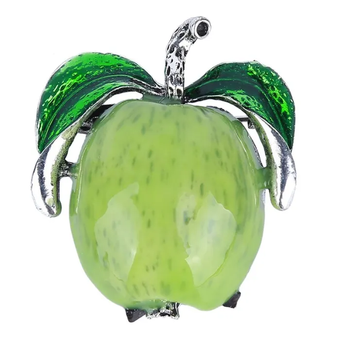 Red / green apple - elegant brooch