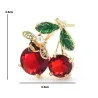 Double crystal cherries with a bee - brooch