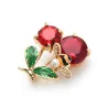 Double crystal cherries with a bee - brooch