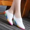 Flat shoes with rainbow sole - with laces - genuine leather