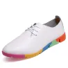 Flat shoes with rainbow sole - with laces - genuine leather