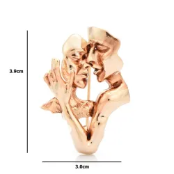 Kissing couple lovers - alloy brooch