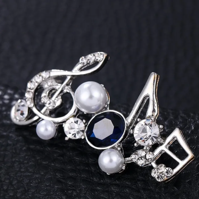 Crystal musical notes - elegant brooch