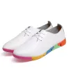 Flat shoes with rainbow sole - with laces - genuine leather