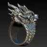 Stainless steel ring with a dragon head - Punk / Gothic style