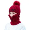 Winter hat with a pompom - balaclava with a zipper