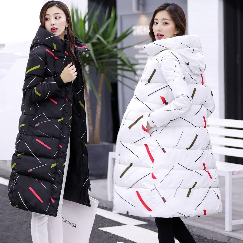 Warm / long down winter jacket with hood and zipperJackets
