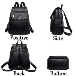 Leather backpack - with hand strap / zippers