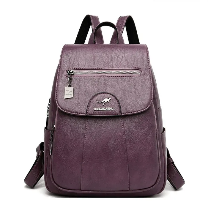 Leather backpack - with hand strap / zippersBackpacks