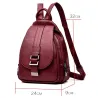 Fashionable leather backpack - with a metal front buckle