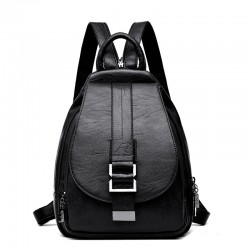 Fashionable leather backpack - with a metal front buckle