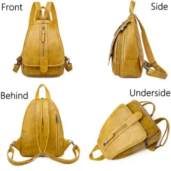 Trendy backpack - front zippers / buckle - wax leather