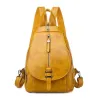 Trendy backpack - front zippers / buckle - wax leather