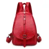 Trendy backpack - front zippers / buckle - wax leather