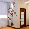 3D vase with flower tree - wall sticker - decal - removable