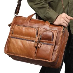 Genuine leather shoulder / crossbody bag - large capacity