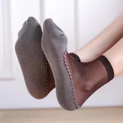 Soft socks - with non-slip bottom - transparent thin silk