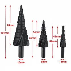 HSS cobalt step drills - nitrogen spiral - 4-32mm / 4-20mm / 4-12mm