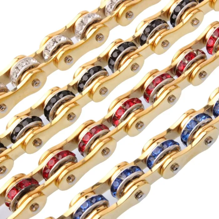 Motorcycle chain - bracelet - with crystals - unisex