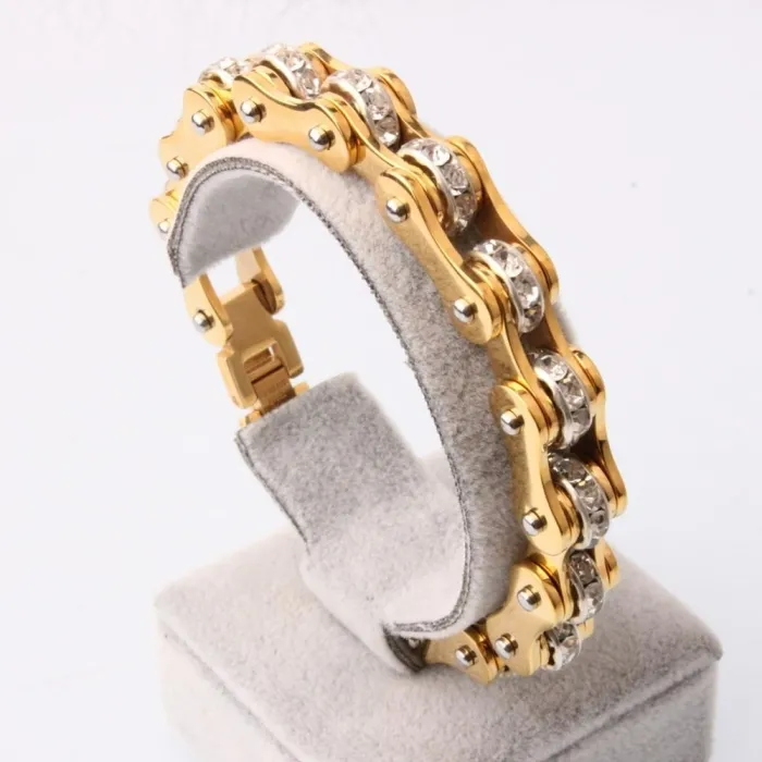 Motorcycle chain - bracelet - with crystals - unisex