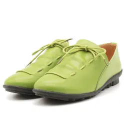 Soft flat shoes - with laces - pleated leatherShoes