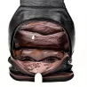 Fashionable leather backpack - with a metal front buckle