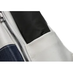 Leather backpack - shoulder bag - with openable back pocket