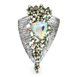 Vintage geometric brooch - with crystals