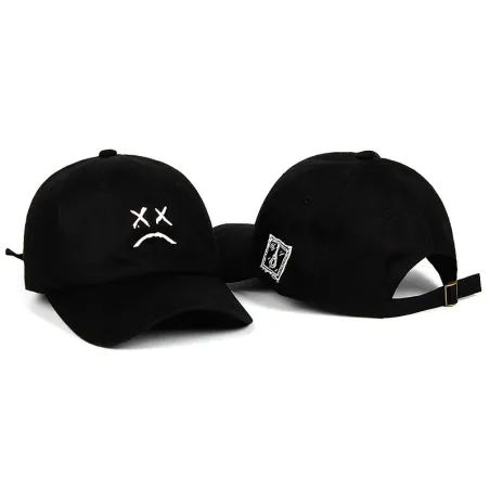 Baseball cap / snapback - adjustable strap - sad face logo