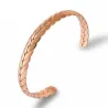 Stainless steel bangle - half open - wheat scales design - unisex